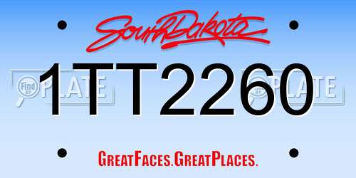 1TT2260 South Dakota License Plate