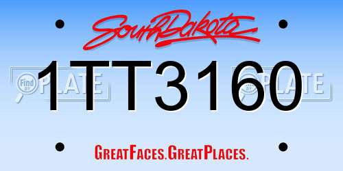 1TT3160 South Dakota License Plate