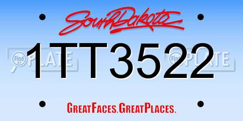 1TT3522 South Dakota License Plate