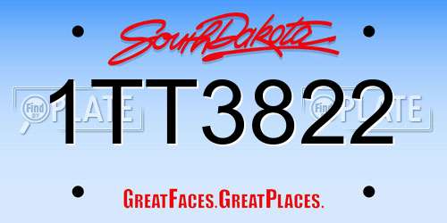 1TT3822 South Dakota License Plate