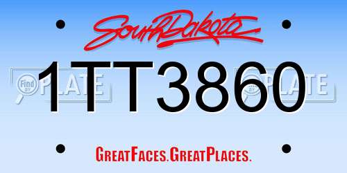 1TT3860 South Dakota License Plate