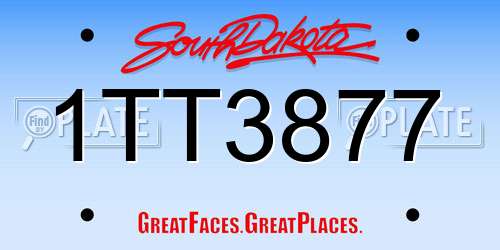 1TT3877 South Dakota License Plate
