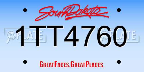 1TT4760 South Dakota License Plate