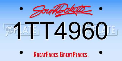 1TT4960 South Dakota License Plate