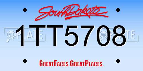 1TT5708 South Dakota License Plate