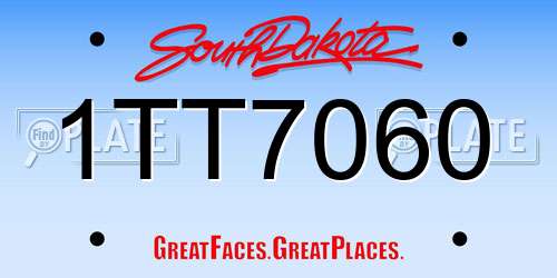 1TT7060 South Dakota License Plate