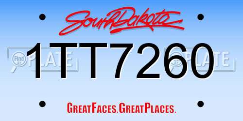 1TT7260 South Dakota License Plate