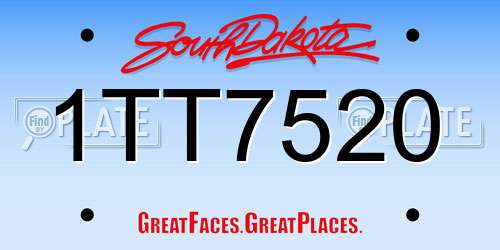 1TT7520 South Dakota License Plate