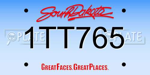 1TT765 South Dakota License Plate