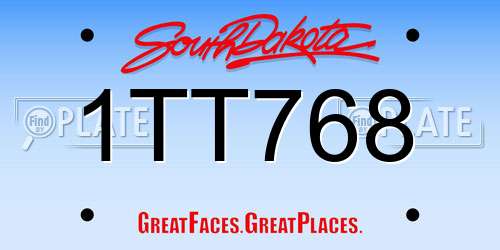 1TT768 South Dakota License Plate