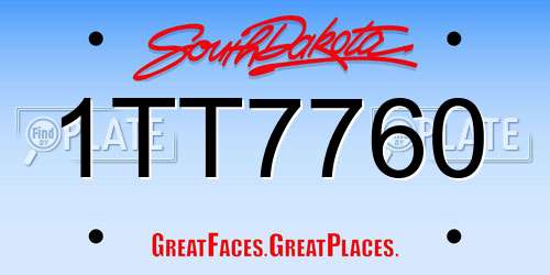 1TT7760 South Dakota License Plate