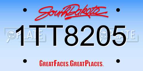1TT8205 South Dakota License Plate
