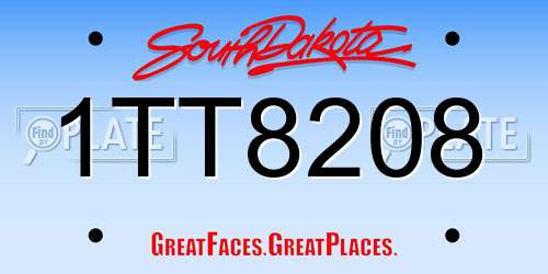 1TT8208 South Dakota License Plate