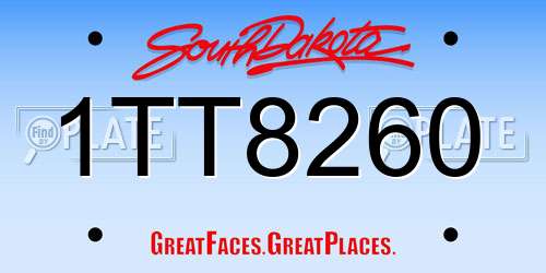 1TT8260 South Dakota License Plate