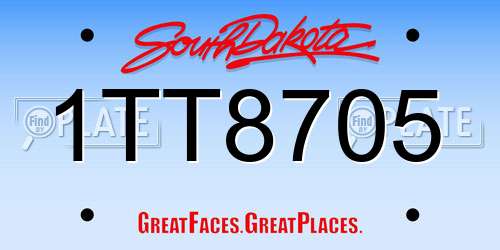 1TT8705 South Dakota License Plate