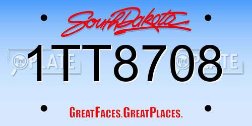 1TT8708 South Dakota License Plate