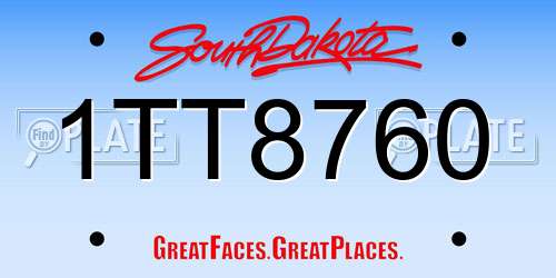 1TT8760 South Dakota License Plate