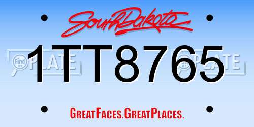 1TT8765 South Dakota License Plate