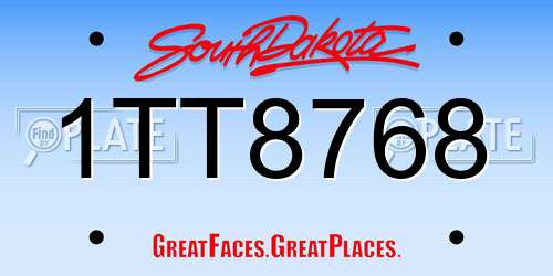 1TT8768 South Dakota License Plate