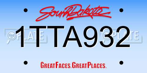 1TTA932 South Dakota License Plate