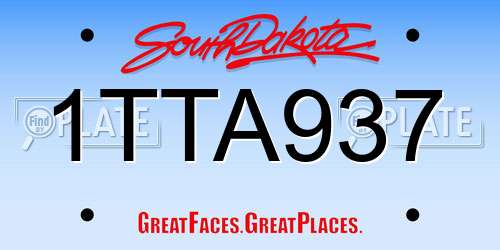 1TTA937 South Dakota License Plate