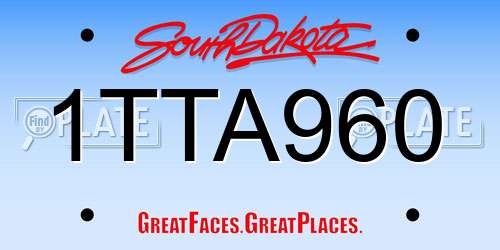1TTA960 South Dakota License Plate