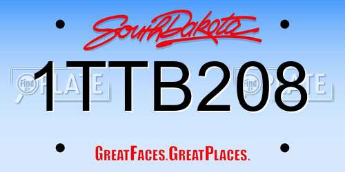 1TTB208 South Dakota License Plate