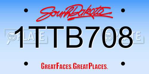 1TTB708 South Dakota License Plate