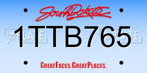 1TTB765 South Dakota License Plate