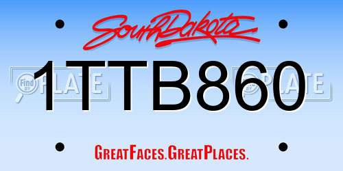 1TTB860 South Dakota License Plate