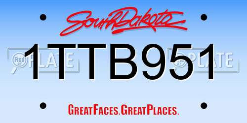1TTB951 South Dakota License Plate