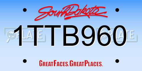 1TTB960 South Dakota License Plate