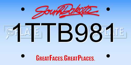 1TTB981 South Dakota License Plate