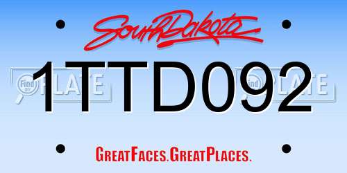 1TTD092 South Dakota License Plate
