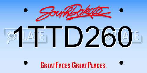 1TTD260 South Dakota License Plate