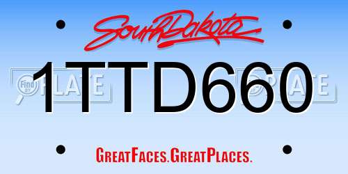 1TTD660 South Dakota License Plate