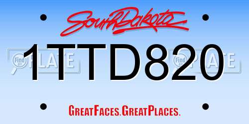 1TTD820 South Dakota License Plate