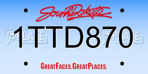 1TTD870 South Dakota License Plate