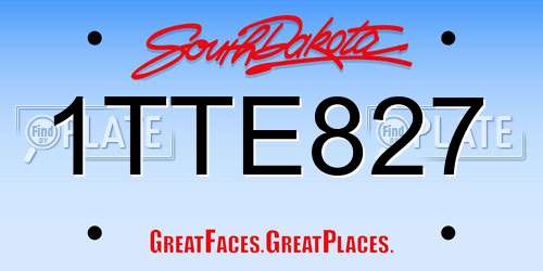 1TTE827 South Dakota License Plate