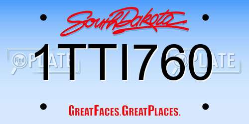 1TTI760 South Dakota License Plate