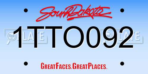 1TTO092 South Dakota License Plate