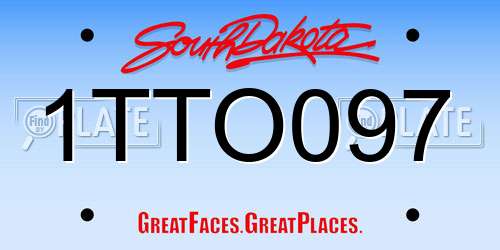 1TTO097 South Dakota License Plate