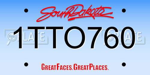 1TTO760 South Dakota License Plate