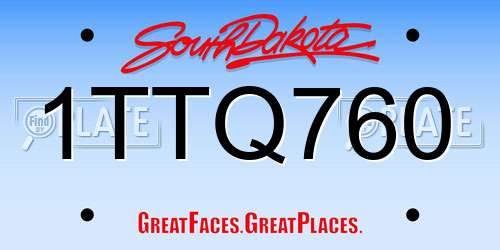 1TTQ760 South Dakota License Plate