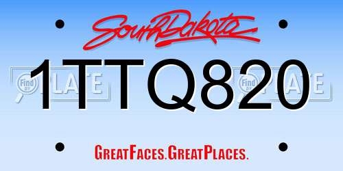 1TTQ820 South Dakota License Plate