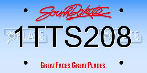 1TTS208 South Dakota License Plate