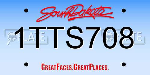 1TTS708 South Dakota License Plate