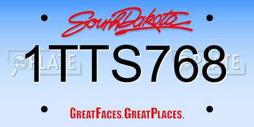 1TTS768 South Dakota License Plate