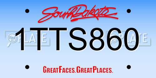 1TTS860 South Dakota License Plate