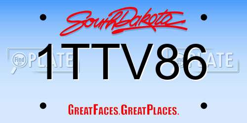 1TTV86 South Dakota License Plate